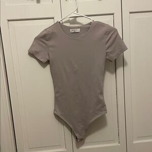 Babaton Taupe Short Sleeve Unitard Top